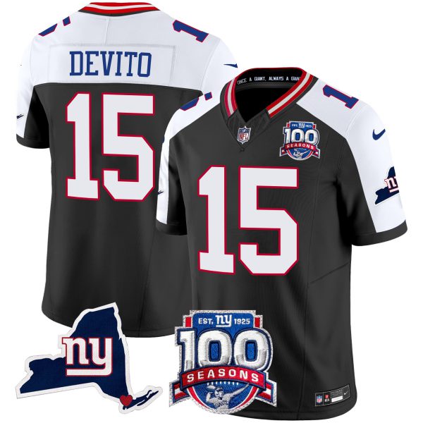 Men's New York Giants 100th Season & State Patch Vapor Limited Jersey - All Stitched - Image 3
