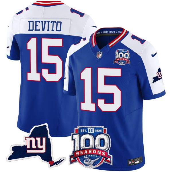Men's New York Giants 100th Season & State Patch Vapor Limited Jersey - All Stitched - Image 12