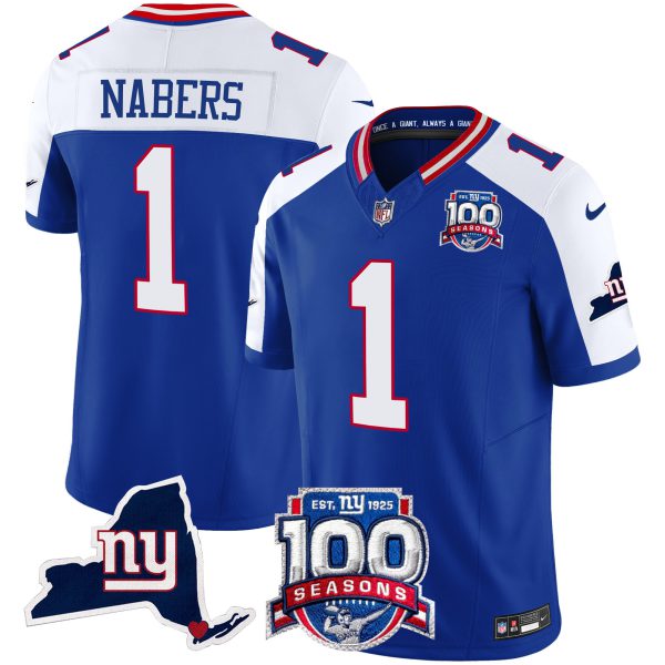 Men's New York Giants 100th Season & State Patch Vapor Limited Jersey - All Stitched - Image 14