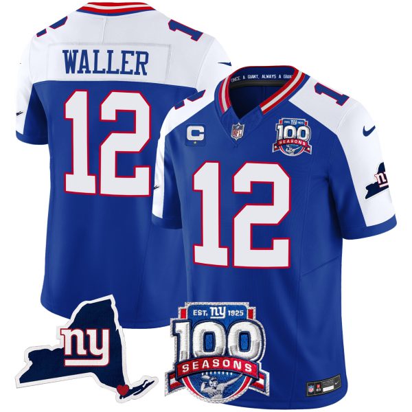 Men's New York Giants 100th Season & State Patch Vapor Limited Jersey - All Stitched - Image 16