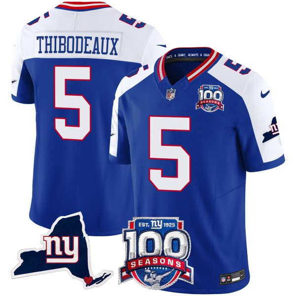 Men's New York Giants 100th Season & State Patch Vapor Limited Jersey - All Stitched - Image 17