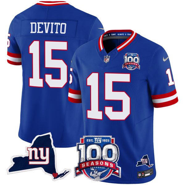 Men's New York Giants 100th Season & State Patch Vapor Limited Jersey - All Stitched - Image 21