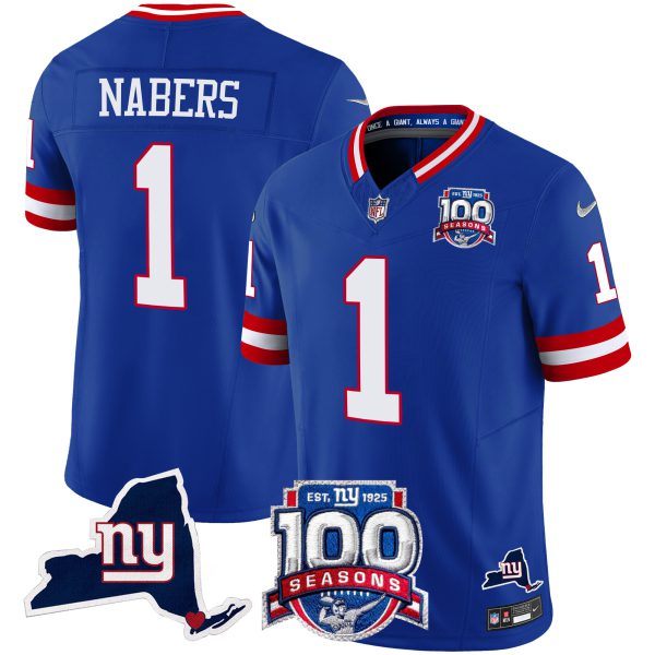 Men's New York Giants 100th Season & State Patch Vapor Limited Jersey - All Stitched - Image 23