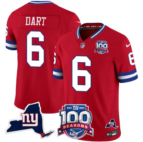 Men's New York Giants 100th Season & State Patch Vapor Limited Jersey - All Stitched - Image 38