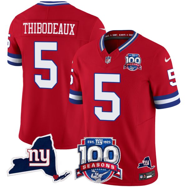 Men's New York Giants 100th Season & State Patch Vapor Limited Jersey - All Stitched - Image 44