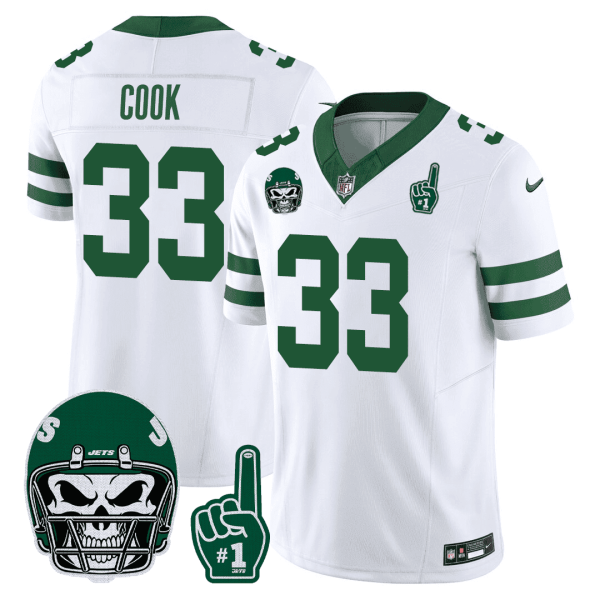 Men's New York Jets 1980s Throwback Limited Jersey - Number 1 Patch - All Stitched - Image 3
