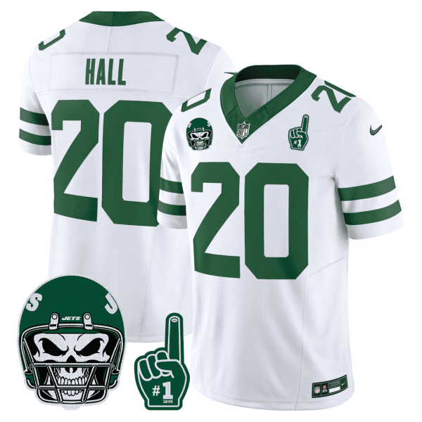 Men's New York Jets 1980s Throwback Limited Jersey - Number 1 Patch - All Stitched - Image 4