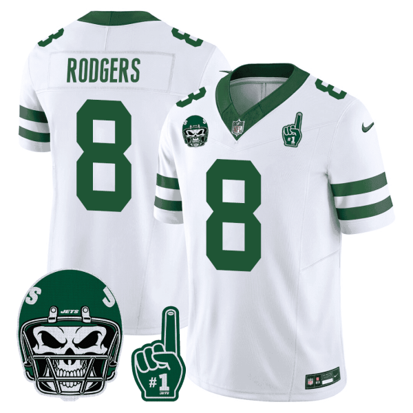 Men's New York Jets 1980s Throwback Limited Jersey - Number 1 Patch - All Stitched - Image 5
