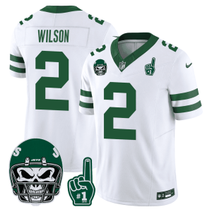 Men's New York Jets 1980s Throwback Limited Jersey - Number 1 Patch - All Stitched