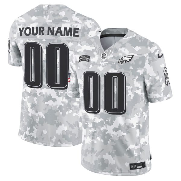 Arctic Camo Philadelphia Eagles 2024 Salute to Service Custom Jersey - All Stitched