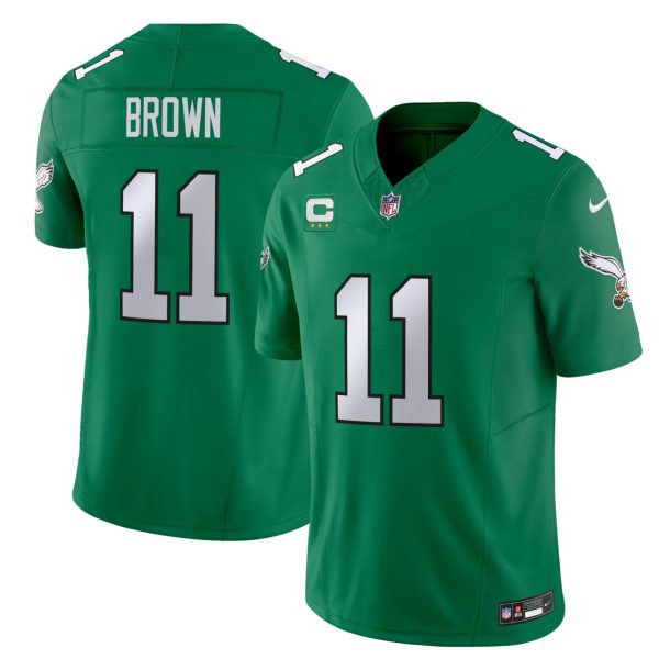 A.J. Brown Philadelphia Eagles Kelly Green Jerome Brown Patch Jersey - All Stitched