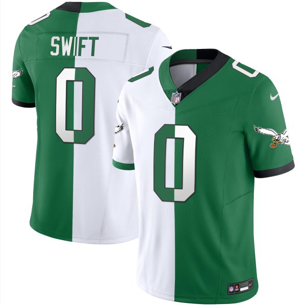 D'Andre Swift Eagles Throwback Kelly Vapor Limited Jersey - All Stitched - Image 4