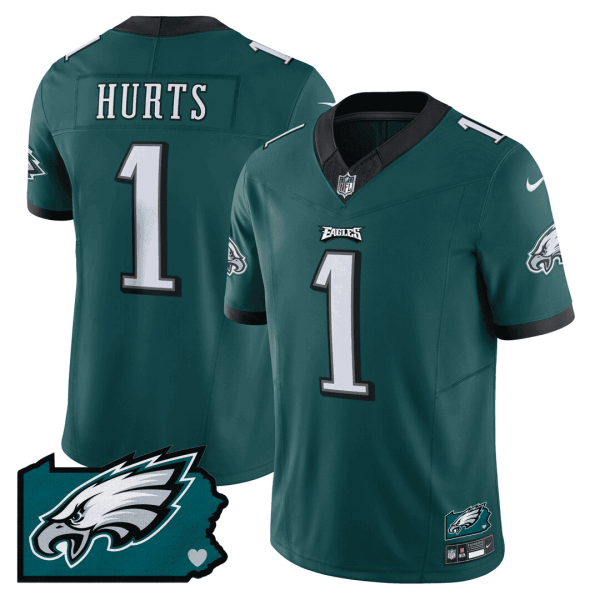 Men's Philadelphia Eagles Pennsylvania State Map Patch Jersey - All Stitched - Image 4