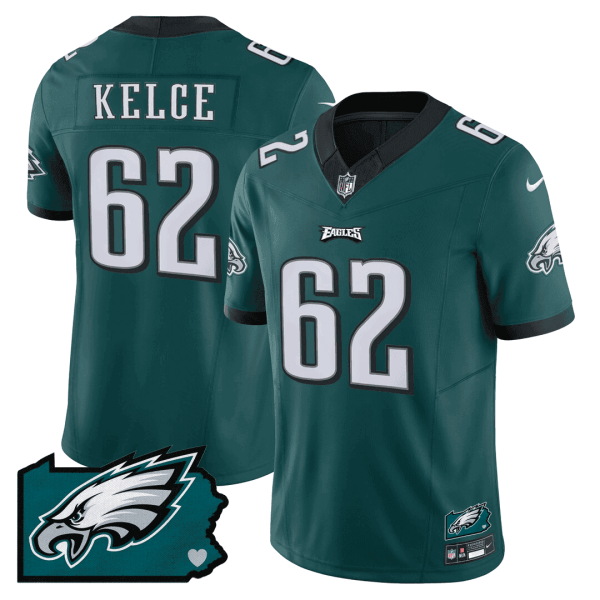Men's Philadelphia Eagles Pennsylvania State Map Patch Jersey - All Stitched - Image 5