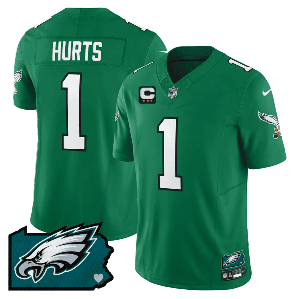 Men's Philadelphia Eagles Pennsylvania State Map Patch Jersey - All Stitched