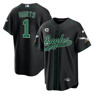 Eagles Kelly Black Baseball Jersey - All Stitched