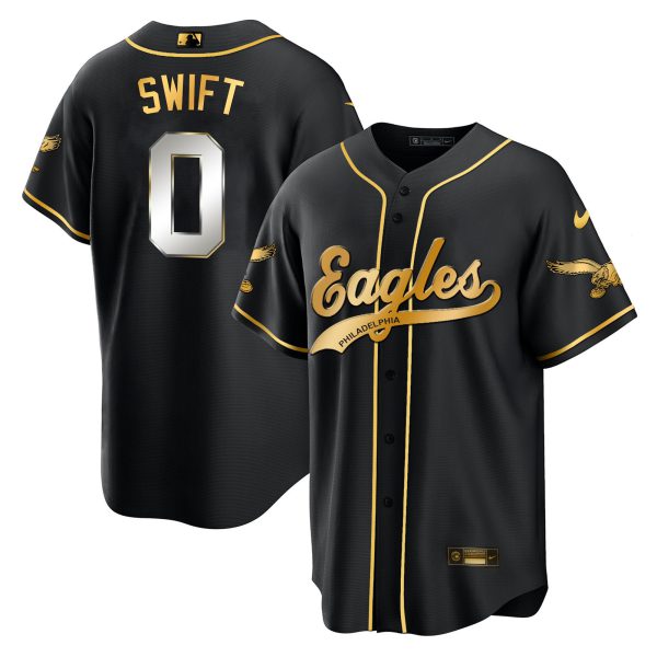 D'Andre Swift Eagles Kelly Green Baseball Jersey - All Stitched - Image 7