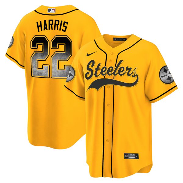 Men's Steelers Arch Smoke Baseball Jersey - All Stitched - Image 33