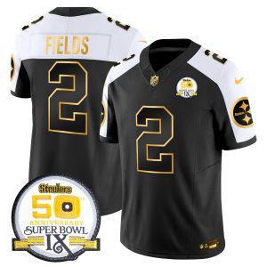 Men's Steelers 50th Anniversary of Super Bowl IX Patch Gold Vapor Limited Jersey - All Stitched