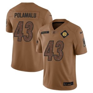 Troy Polamalu Pittsburgh Steelers Salute To Service Brown Jersey - All Stitched
