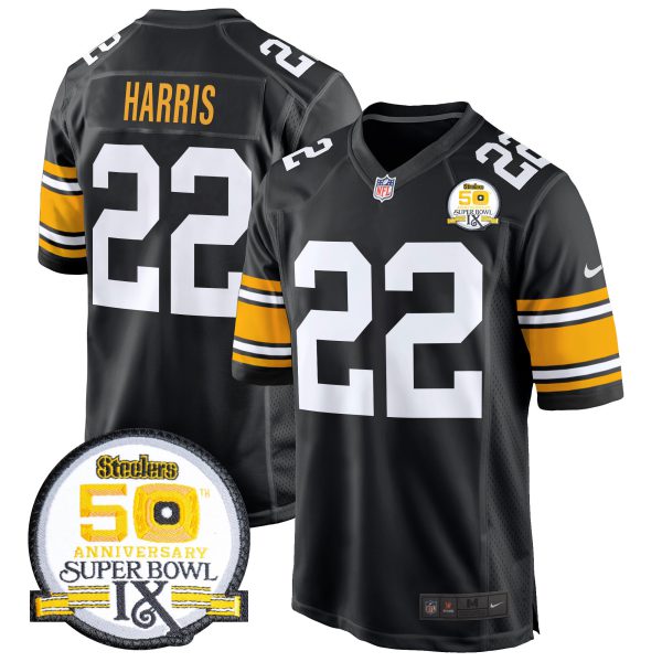 Men's Steelers 50th Anniversary Of Super Bowl IX Patch Game Jersey - All Stitched - Image 4