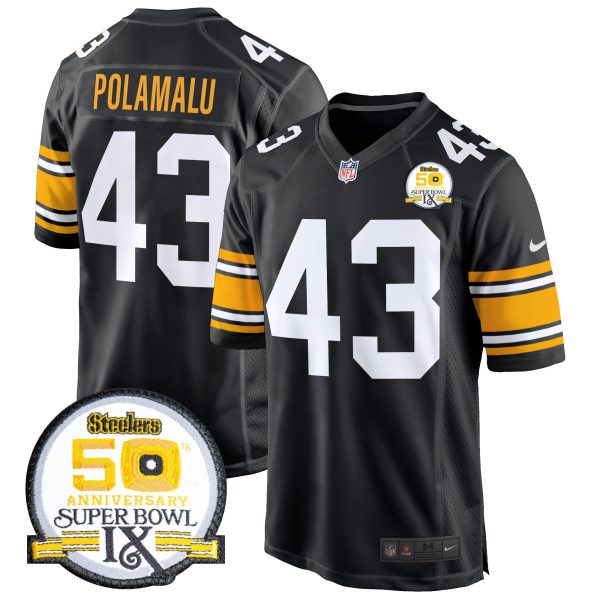 Men's Steelers 50th Anniversary Of Super Bowl IX Patch Game Jersey - All Stitched - Image 5
