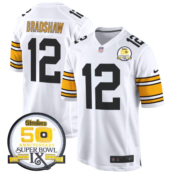Men's Steelers 50th Anniversary Of Super Bowl IX Patch Game Jersey - All Stitched - Image 15
