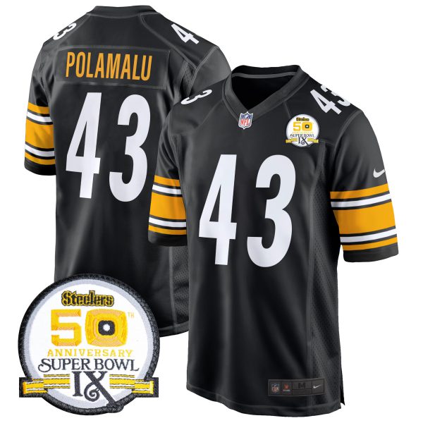 Men's Steelers 50th Anniversary Of Super Bowl IX Patch Game Jersey - All Stitched - Image 23