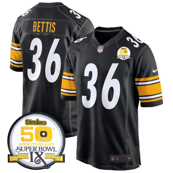 Men's Steelers 50th Anniversary Of Super Bowl IX Patch Game Jersey - All Stitched - Image 26