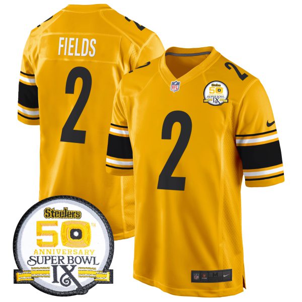 Men's Steelers 50th Anniversary Of Super Bowl IX Patch Game Jersey - All Stitched - Image 37