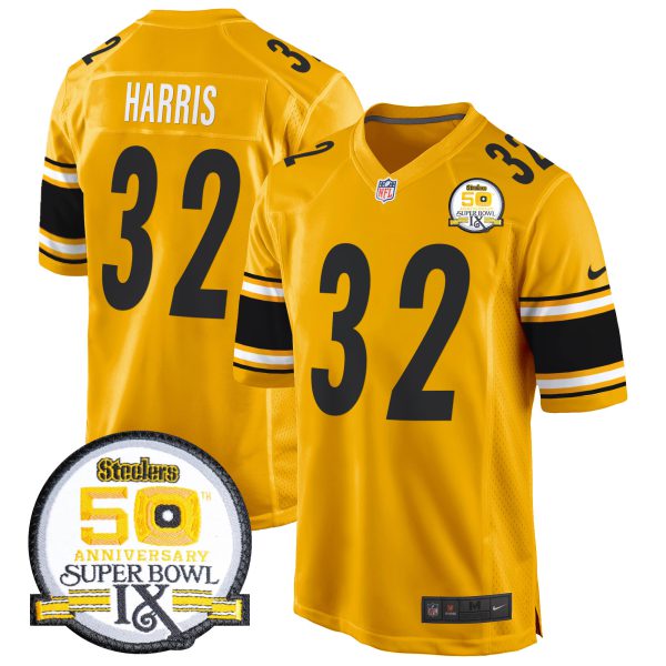 Men's Steelers 50th Anniversary Of Super Bowl IX Patch Game Jersey - All Stitched - Image 43