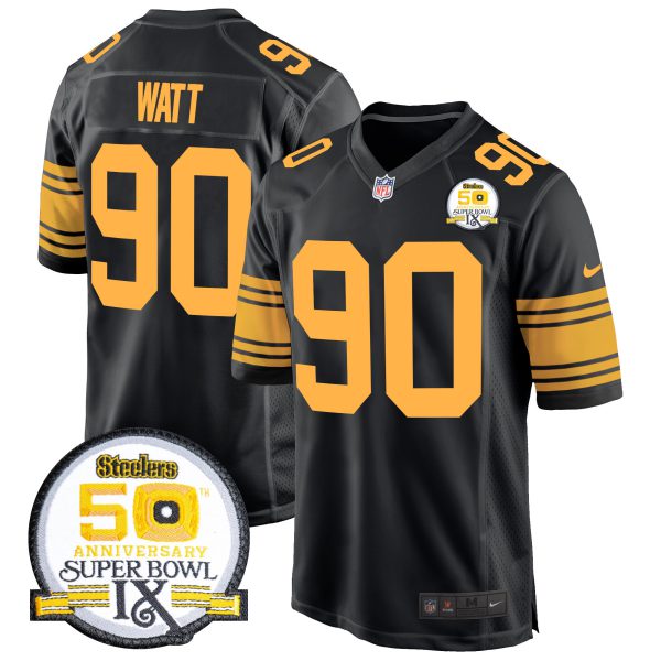 Men's Steelers 50th Anniversary Of Super Bowl IX Patch Game Jersey - All Stitched - Image 47