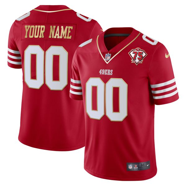 49ers 75th Anniversary Patch Vapor Gold Trim Custom Jersey - All Stitched - Image 2