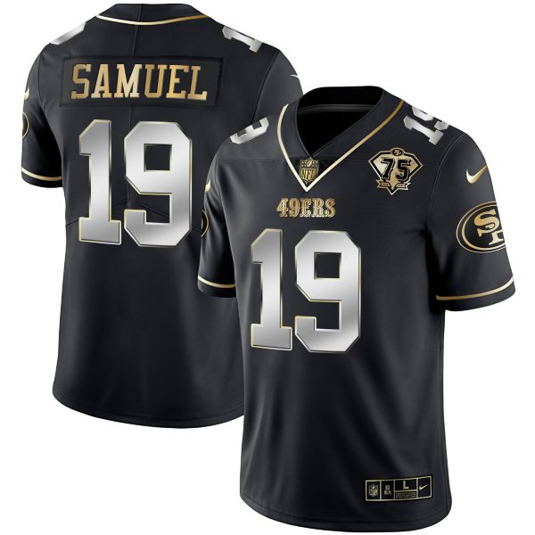 Youth's 49ers 75th Anniversary Patch White Gold & Black Gold - All Stitched - Image 2