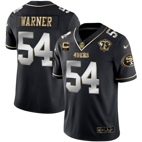 Youth's 49ers 75th Anniversary Patch White Gold & Black Gold - All Stitched - Image 4