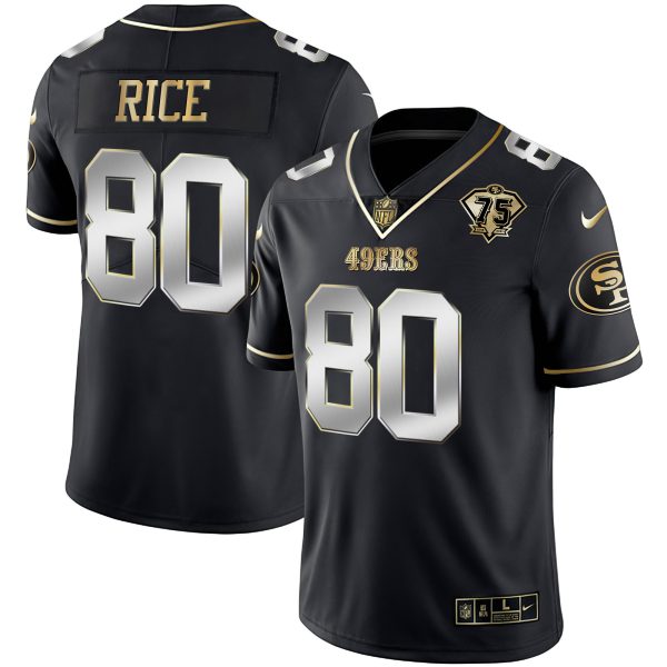 Youth's 49ers 75th Anniversary Patch White Gold & Black Gold - All Stitched - Image 5