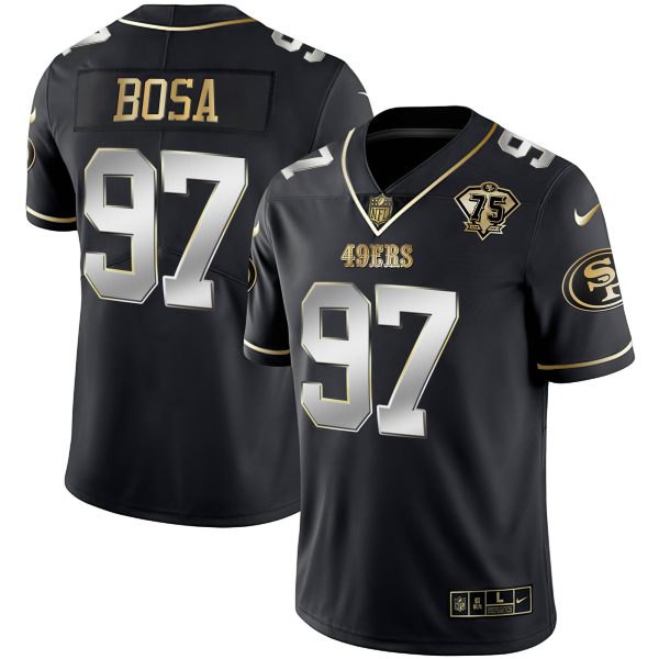 Youth's 49ers 75th Anniversary Patch White Gold & Black Gold - All Stitched - Image 6