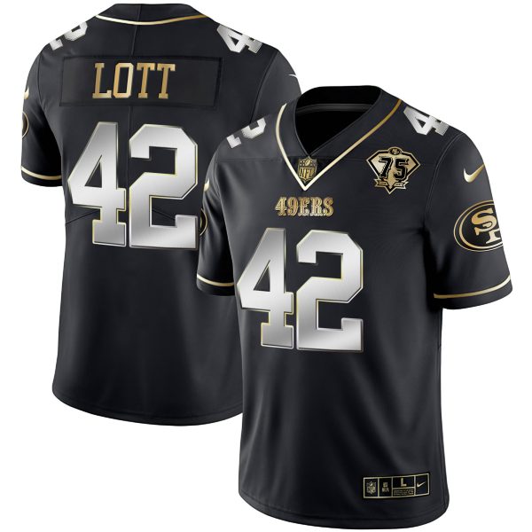 Youth's 49ers 75th Anniversary Patch White Gold & Black Gold - All Stitched - Image 8