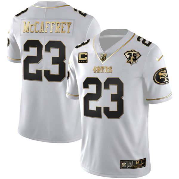 Youth's 49ers 75th Anniversary Patch White Gold & Black Gold - All Stitched - Image 10