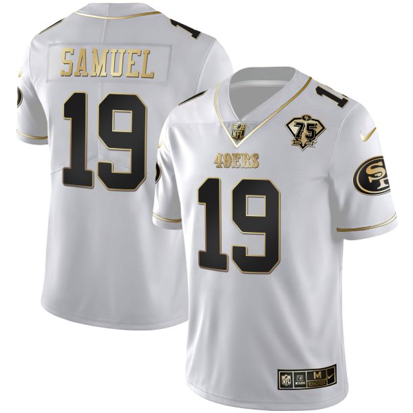 Youth's 49ers 75th Anniversary Patch White Gold & Black Gold - All Stitched - Image 11