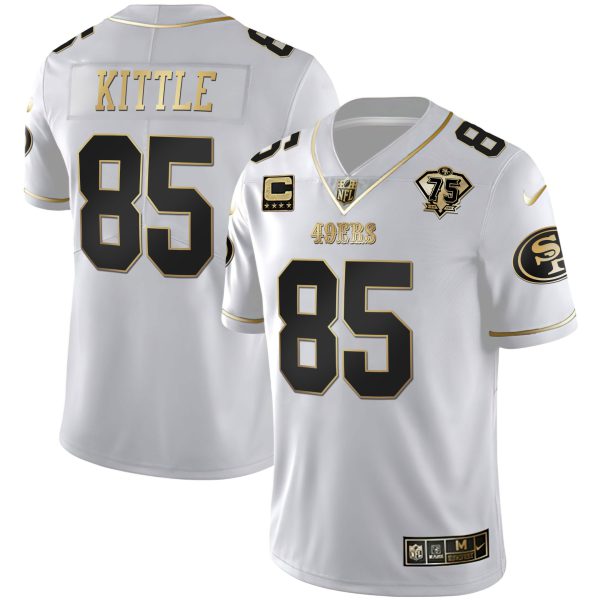 Youth's 49ers 75th Anniversary Patch White Gold & Black Gold - All Stitched - Image 12