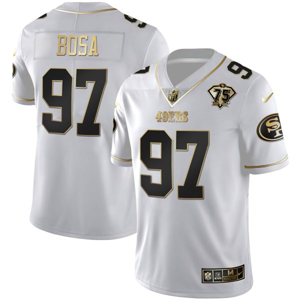 Youth's 49ers 75th Anniversary Patch White Gold & Black Gold - All Stitched - Image 15