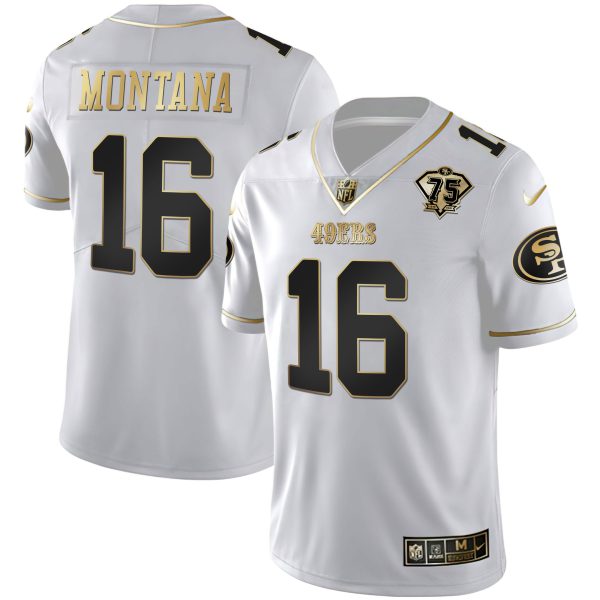 Youth's 49ers 75th Anniversary Patch White Gold & Black Gold - All Stitched - Image 16