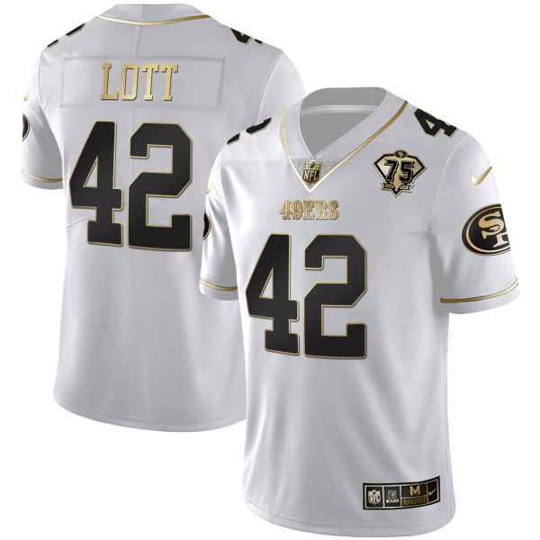 Youth's 49ers 75th Anniversary Patch White Gold & Black Gold - All Stitched - Image 17