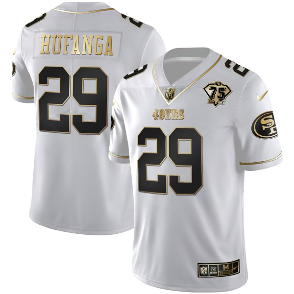 Youth's 49ers 75th Anniversary Patch White Gold & Black Gold - All Stitched - Image 18