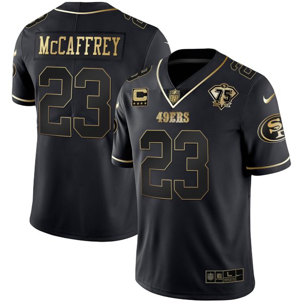 Youth's 49ers 75th Anniversary Patch White Gold & Black Gold - All Stitched - Image 19