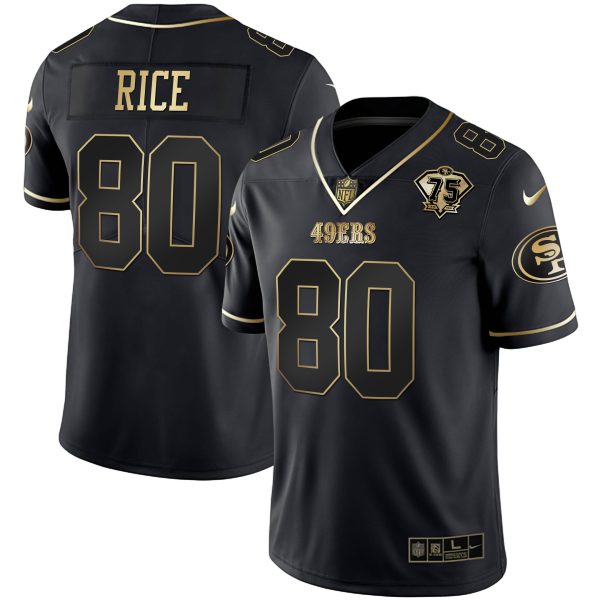 Youth's 49ers 75th Anniversary Patch White Gold & Black Gold - All Stitched - Image 23