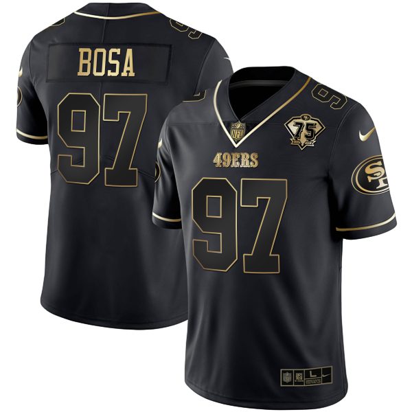 Youth's 49ers 75th Anniversary Patch White Gold & Black Gold - All Stitched - Image 24