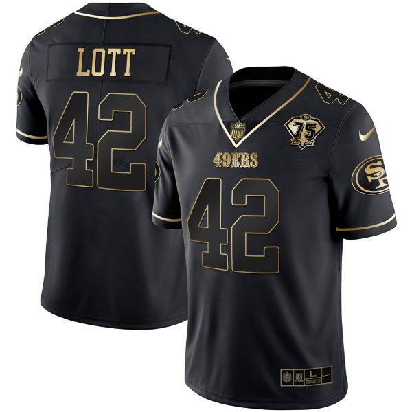 Youth's 49ers 75th Anniversary Patch White Gold & Black Gold - All Stitched - Image 26