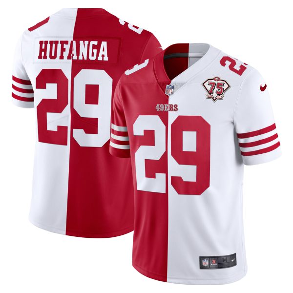 Youth's 49ers 75th Anniversary Patch White Gold & Black Gold - All Stitched - Image 36